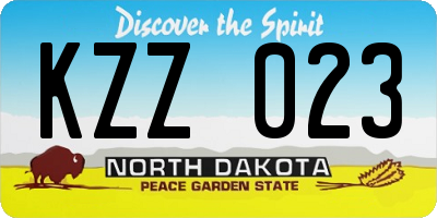 ND license plate KZZ023
