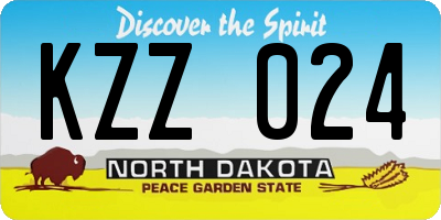 ND license plate KZZ024