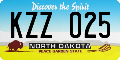 ND license plate KZZ025