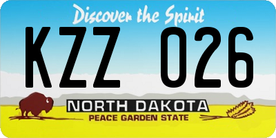 ND license plate KZZ026