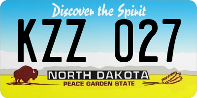 ND license plate KZZ027