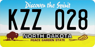 ND license plate KZZ028