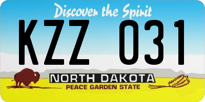 ND license plate KZZ031