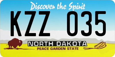 ND license plate KZZ035