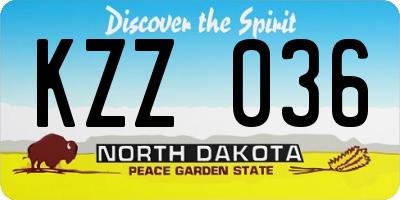 ND license plate KZZ036