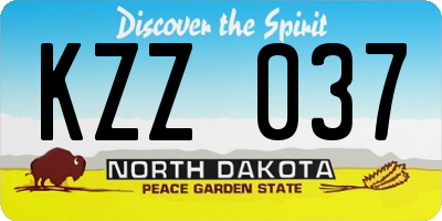 ND license plate KZZ037