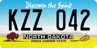 ND license plate KZZ042