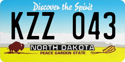 ND license plate KZZ043