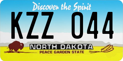 ND license plate KZZ044