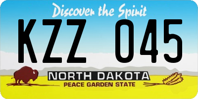 ND license plate KZZ045