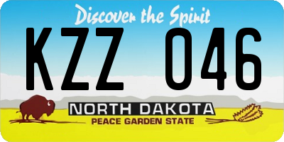 ND license plate KZZ046