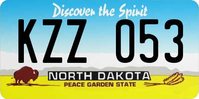 ND license plate KZZ053