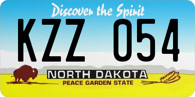 ND license plate KZZ054