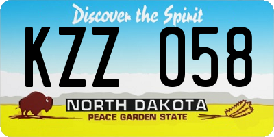 ND license plate KZZ058