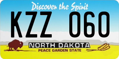 ND license plate KZZ060