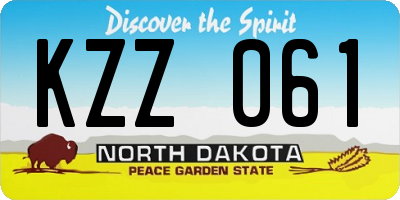 ND license plate KZZ061