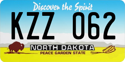 ND license plate KZZ062