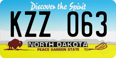 ND license plate KZZ063