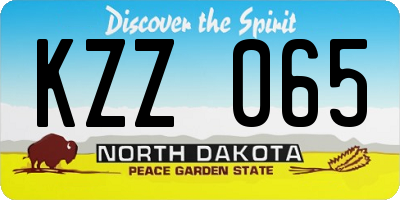 ND license plate KZZ065