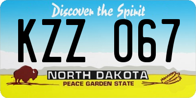 ND license plate KZZ067