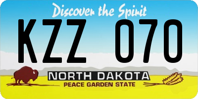 ND license plate KZZ070