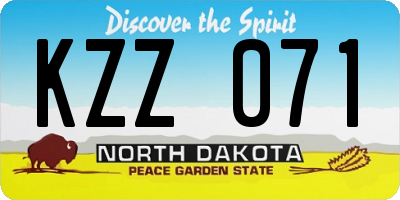 ND license plate KZZ071