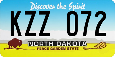 ND license plate KZZ072