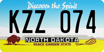 ND license plate KZZ074