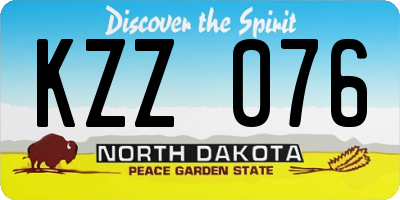 ND license plate KZZ076