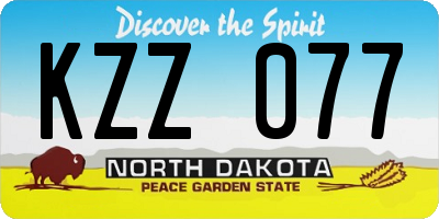 ND license plate KZZ077