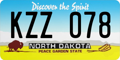 ND license plate KZZ078