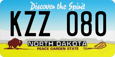 ND license plate KZZ080