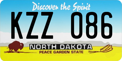 ND license plate KZZ086