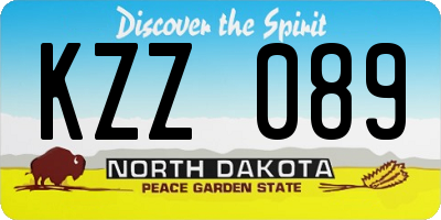 ND license plate KZZ089