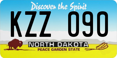 ND license plate KZZ090