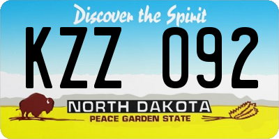 ND license plate KZZ092