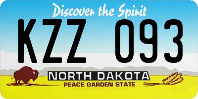 ND license plate KZZ093