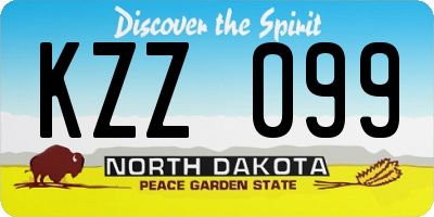 ND license plate KZZ099