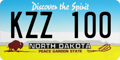 ND license plate KZZ100