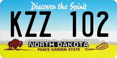 ND license plate KZZ102