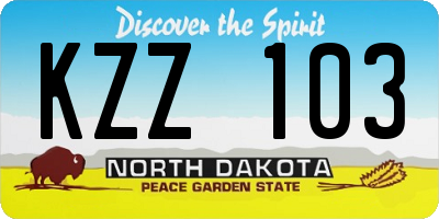 ND license plate KZZ103