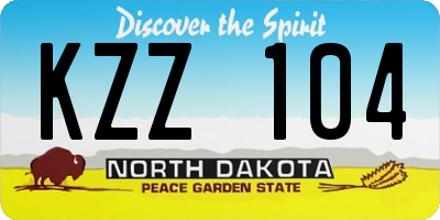ND license plate KZZ104