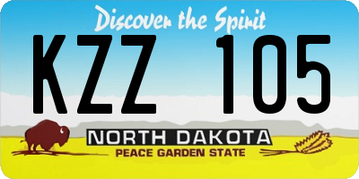 ND license plate KZZ105