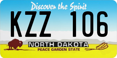 ND license plate KZZ106