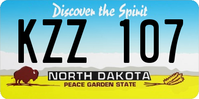 ND license plate KZZ107