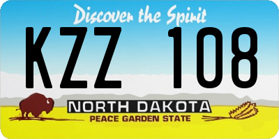 ND license plate KZZ108