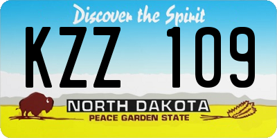 ND license plate KZZ109