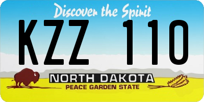 ND license plate KZZ110