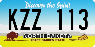 ND license plate KZZ113