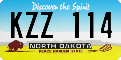 ND license plate KZZ114